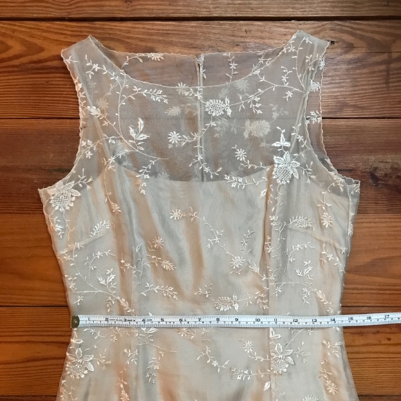 Ann Taylor Beige Cream Lace Silk Shift Dress, EUC, 2 - Picture 6 of 12